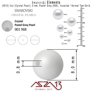 5810-968 Crystal Pastel Grey Pearl 8 mm (İnci) / 30 Adet