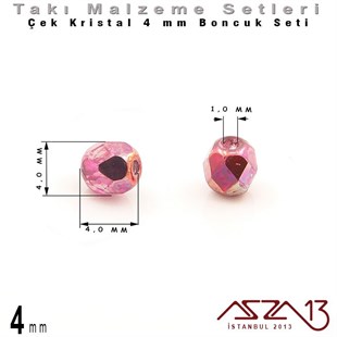 Çek Kristali - 4 mm - Yuvarlak - Boncuk Set / 480 Adet - 10 Renk