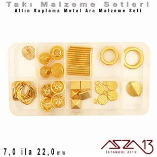 Altın Kaplama - 7,0 ila 22,0 mm - Metal Ara Malzeme Seti / 10 Çeşit - 45 gr