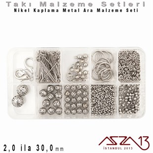 Nikel Kaplama - 7,0 ila 30,0 mm - Metal Ara Malzeme Seti / 10 Çeşit - 60 gr