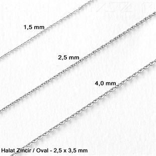 Zincir - Halat Tip - Oval 2,5 mm - Nikel Kaplama / 1 Metre