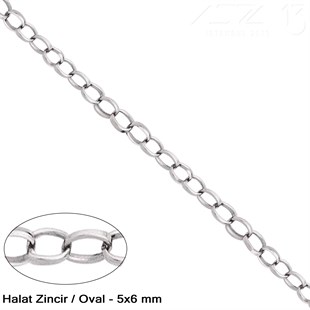 Zincir - Halat Tip - Oval 5 mm - Nikel Kaplama / 1 Metre