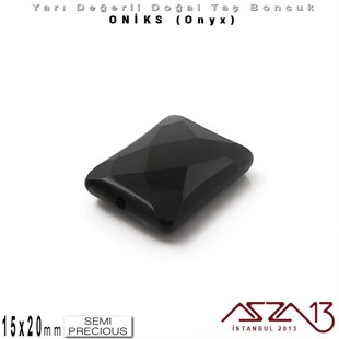 15x20 mm - Dikdörtgen, Parlak - Geodezik Yüzey - Oniks (Onyx) / 1 Adet