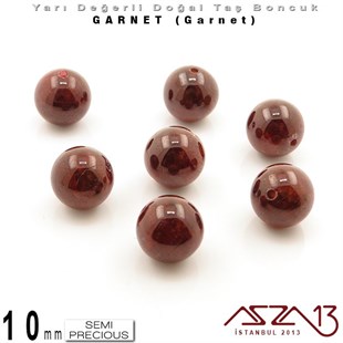 10 mm - Yuvarlak - Düz Yüzey - Garnet (Garnet) / 7 Adet