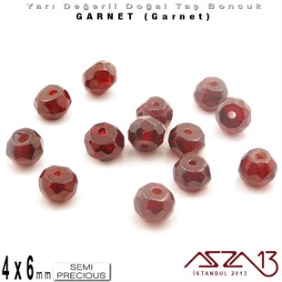 4x6 mm - Rondela - Geodezik Yüzey - Garnet (Garnet) / 13 Adet