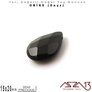 15x20 mm - Yassı Damla, Parlak - Geodezik Yüzey - Oniks (Onyx) / 1 Adet