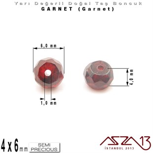 4x6 mm - Rondela - Geodezik Yüzey - Garnet (Garnet) / 13 Adet