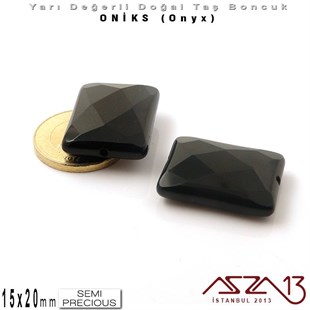 15x20 mm - Dikdörtgen, Parlak - Geodezik Yüzey - Oniks (Onyx) / 1 Adet
