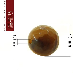 10 Adet / 10 mm, Fasetli Yuvarlak Kalsedon (Calsedon)